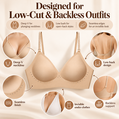 💞Deep V Low Back Backless Bra for A/B/C Cup - Seamless Invisible Bra