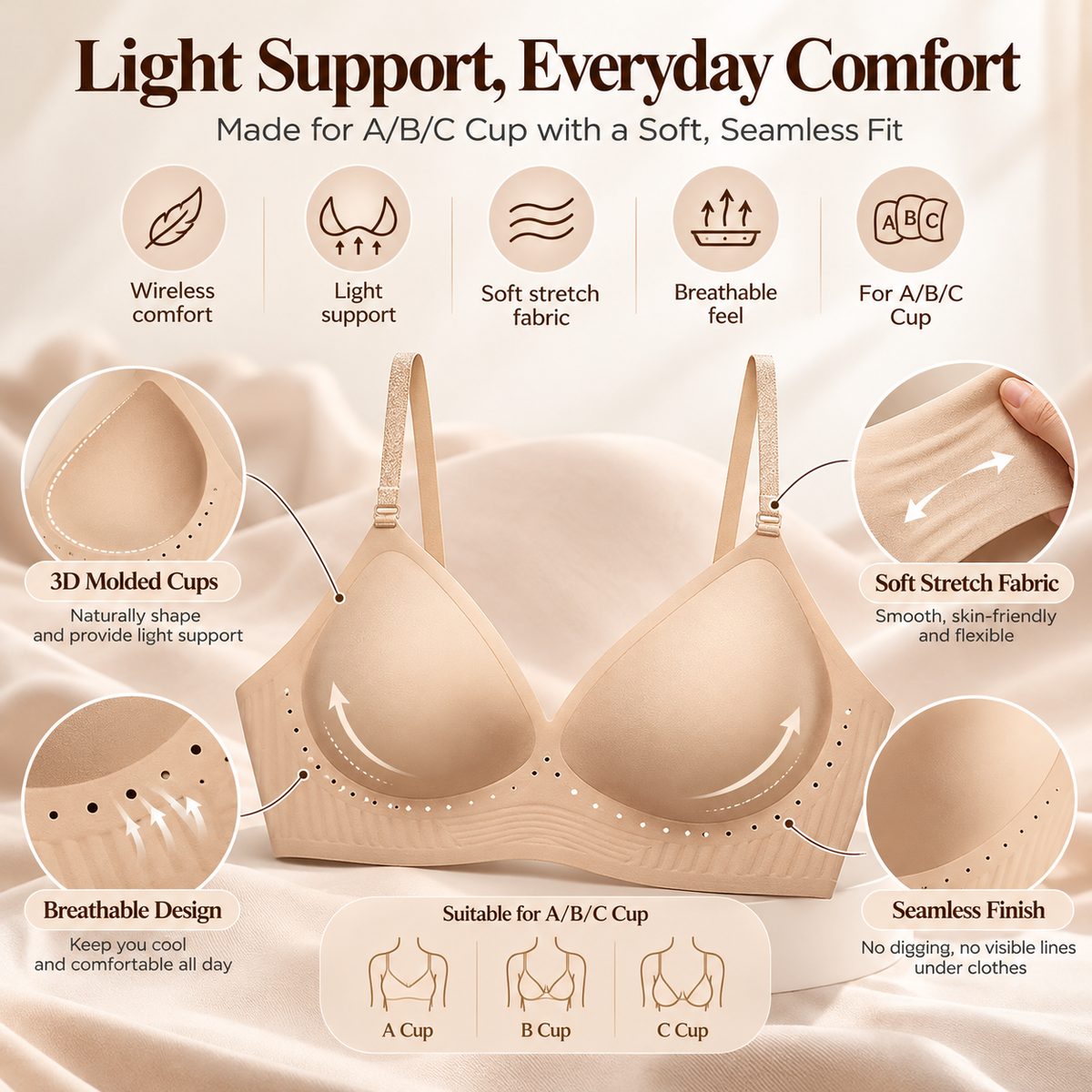 💞Deep V Low Back Backless Bra for A/B/C Cup - Seamless Invisible Bra